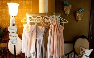 wedding registry dresses hanging