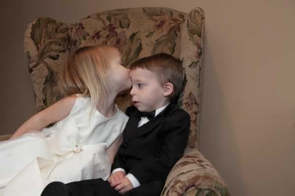 Stroudsmoor Country Inn - Stroudsburg - Poconos - Real Weddings - Young Girl Giving Young Boy Kiss On Head