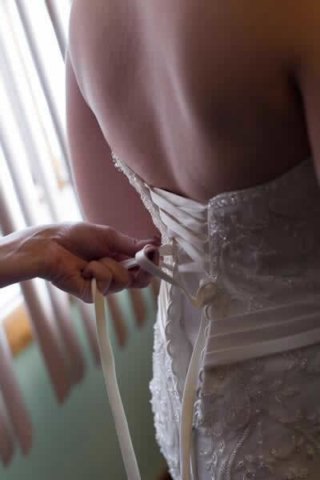 Stroudsmoor Country Inn - Stroudsburg - Poconos - Real Weddings - Bride Getting Dress Laced Up