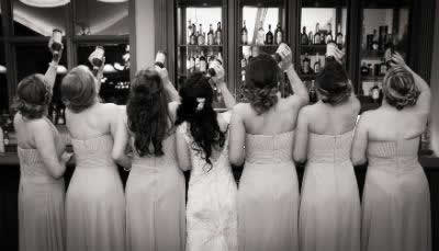 Stroudsmoor Country Inn - Stroudsburg - Poconos - Real Weddings - Bride With Bridesmaids Toasting