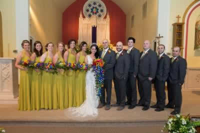 Stroudsmoor Country Inn - Stroudsburg - Poconos - Real Weddings - Bride, Groom, Bridesmaids And Groomsmen In Chapel