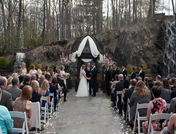 Stroudsmoor Country Inn - Stroudsburg - Poconos - Real Weddings - Bride, Groom, Family And Friends Gather For Ceremony