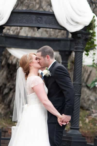 Stroudsmoor Country Inn - Stroudsburg - Poconos - Real Weddings - Happy Wedding Couple Near Gazebo
