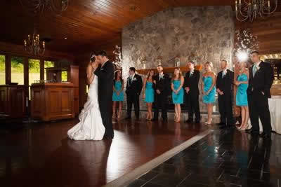 Stroudsmoor Country Inn - Stroudsburg - Poconos - Real Weddings - Bride, Groom, Bridesmaid, And Groomsmen In Chapel