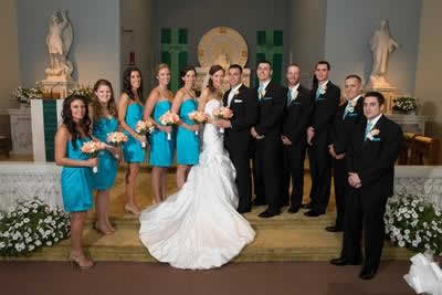 Stroudsmoor Country Inn - Stroudsburg - Poconos - Real Weddings - Bride, Groom, Bridesmaids, And Groomsmen In Wedding Chapel