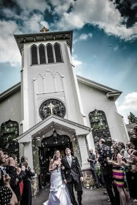 Stroudsmoor Country Inn - Stroudsburg - Poconos - Real Weddings - Bride And Groom Exiting Chapel