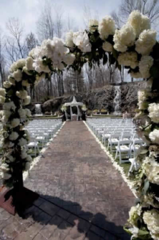 Stroudsmoor Country Inn - Stroudsburg - Poconos - Real Weddings - Outdoor Wedding backed by waterfall