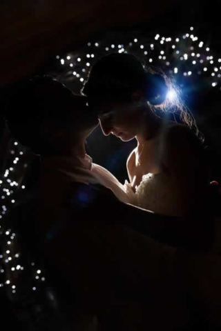 Stroudsmoor Country Inn - Stroudsburg - Poconos - Real Weddings - Bride And Groom Under Twinkling Lights