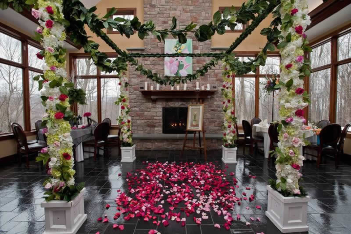 Stroudsmoor Country Inn - Stroudsburg - Poconos - Classic Wedding Celebrations - Wedding Decor Around Fireplace