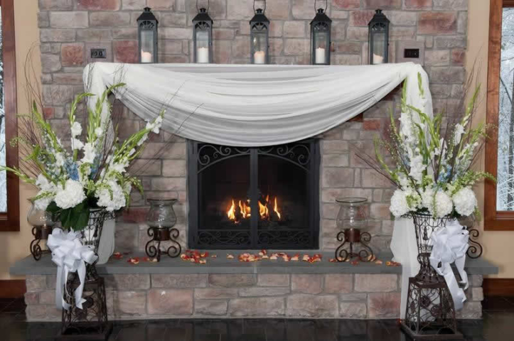 Stroudsmoor Country Inn - Stroudsburg - Poconos - Classic Wedding Celebrations - Wedding Decor Near Fireplace