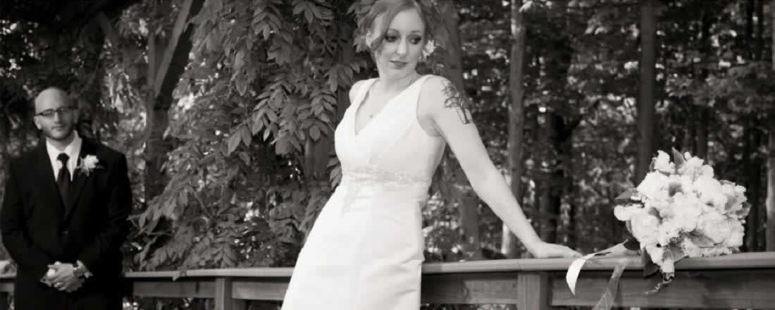 Stroudsmoor Country Inn - Stroudsburg - Poconos - Intimate Wedding - Bride Posing With Bouquet