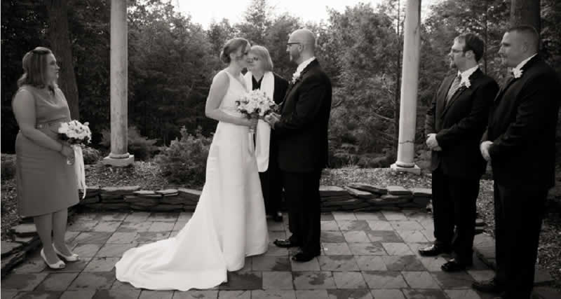 Stroudsmoor Country Inn - Stroudsburg - Poconos - Intimate Wedding - Bride And Groom Out By The Grotto