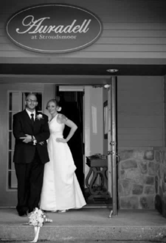Stroudsmoor Country Inn - Stroudsburg - Poconos - Intimate Wedding - Bride And Groom Outside Auradell Grotto