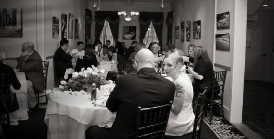 Stroudsmoor Country Inn - Stroudsburg - Poconos - Intimate Wedding - Wedding Party Enjoying Dinner