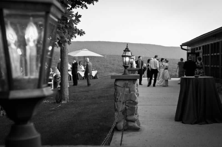 Stroudsmoor Country Inn - Stroudsburg - Poconos - Pocono Mountain Wedding - Wedding Guests Celebrating In Open Air Forum