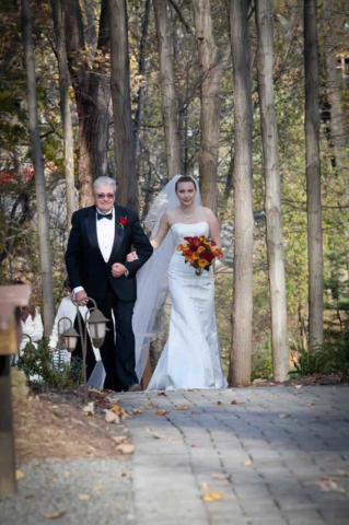 Stroudsmoor Country Inn - Stroudsburg - Poconos - Woodlands Outdoor Wedding - Bride With Dad