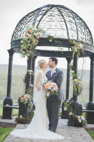 Wedding couple kissing