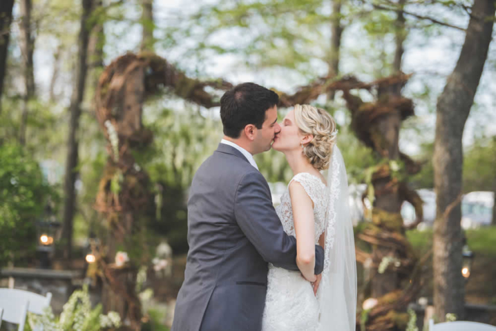 Wedding couple kissing