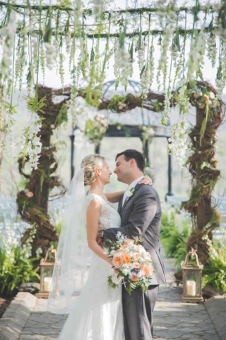 Wedding couple kissing