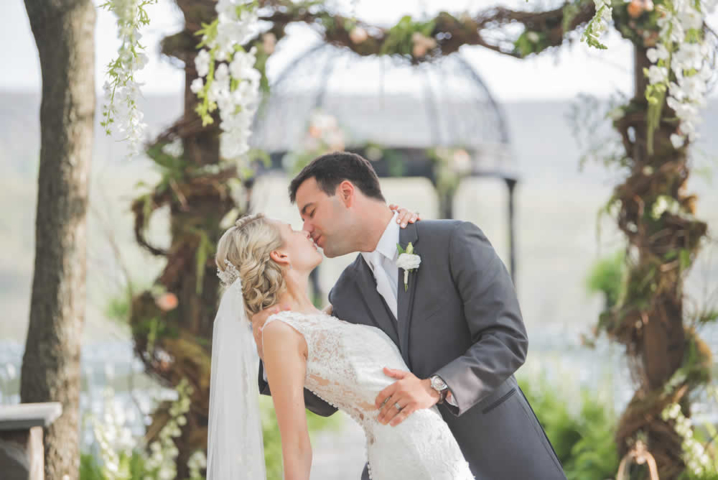 Wedding couple kissing