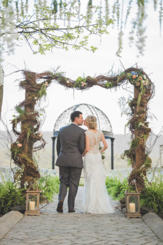 Wedding couple kissing