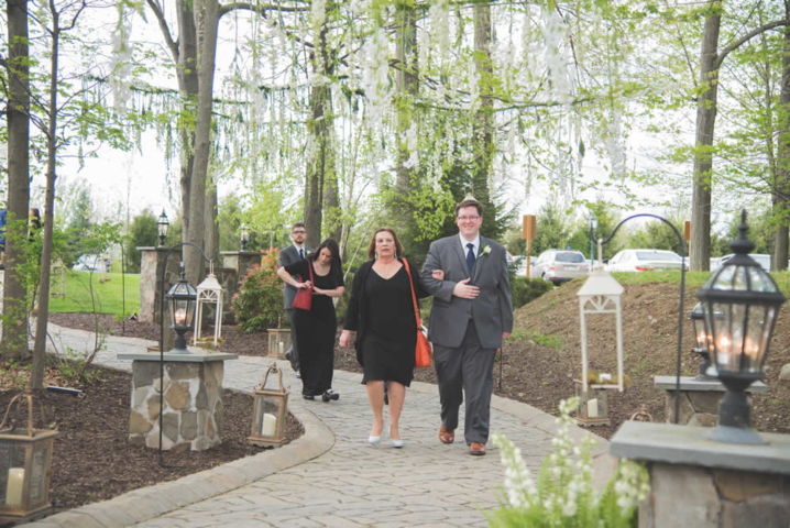Wedding guests arriving