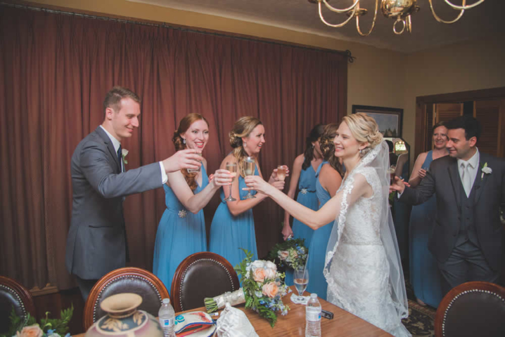 Bride toasting at reception