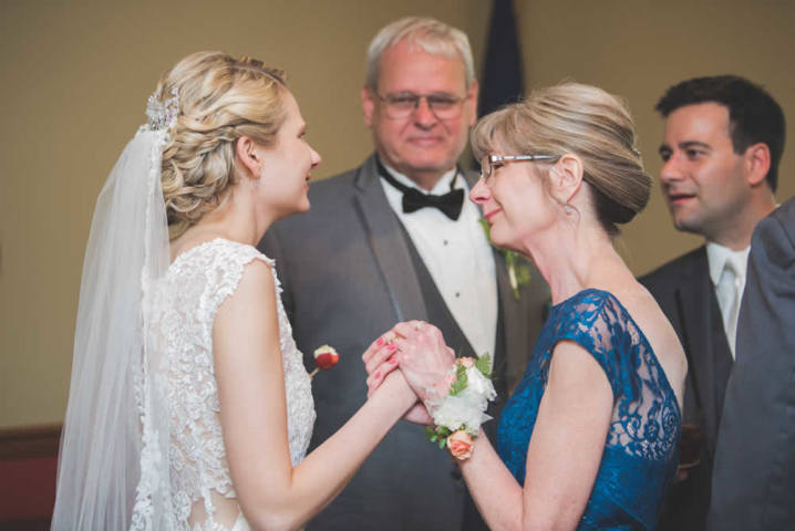 Bride and mother having a moment