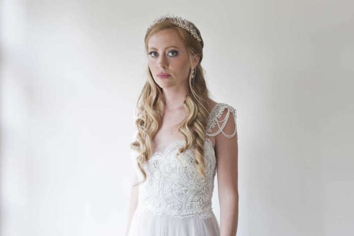wedding event Close up of a bride with long blond curls
