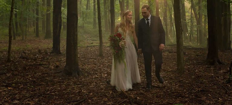 Wedding couple in the woods