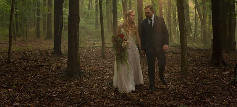 Wedding couple in the woods