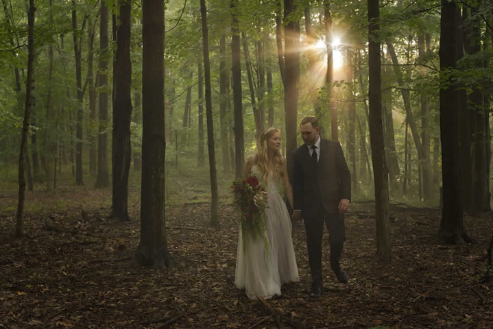 Wedding couple in the woods Wedding couple in the woods