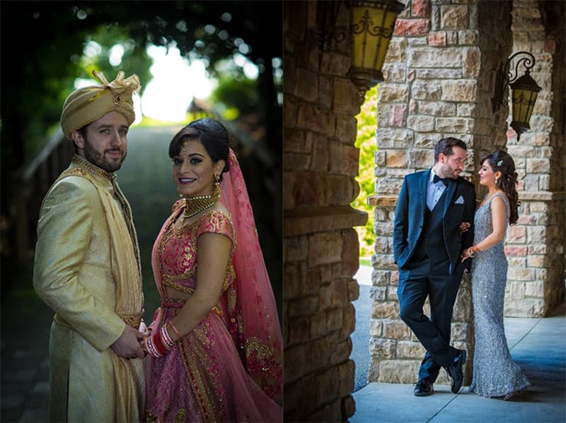 Couple posing at their Hindu wedding