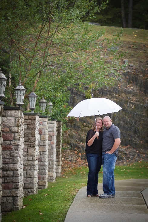 Couple under umbrella