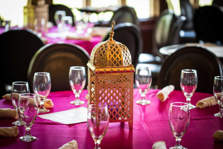 Table setting with candle centerpiece
