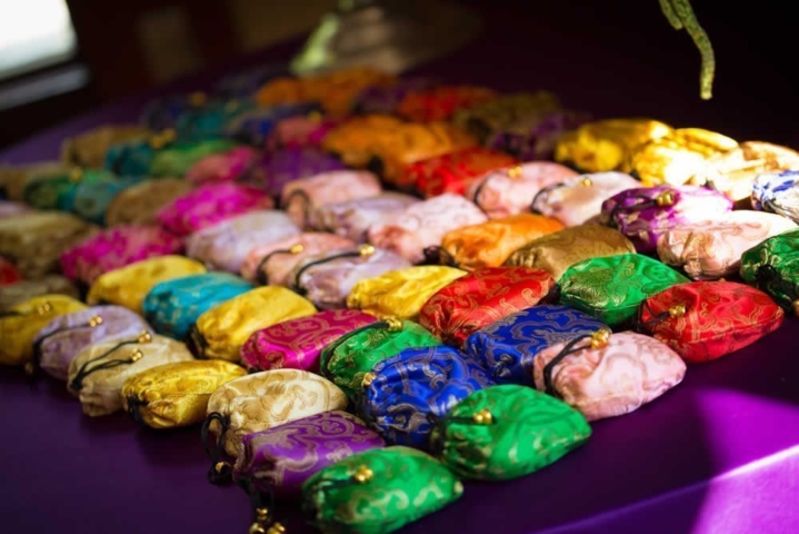 Colorful wedding gift pouches
