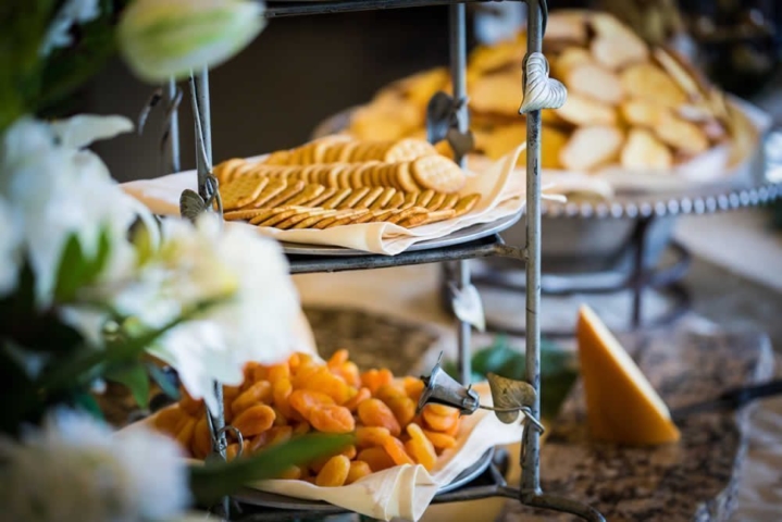 Fruit, cheese, and crackers display