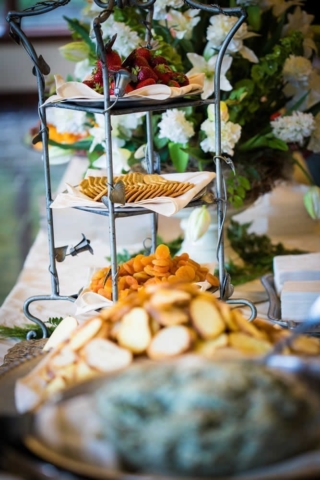 Fruit, cheese, and crackers display