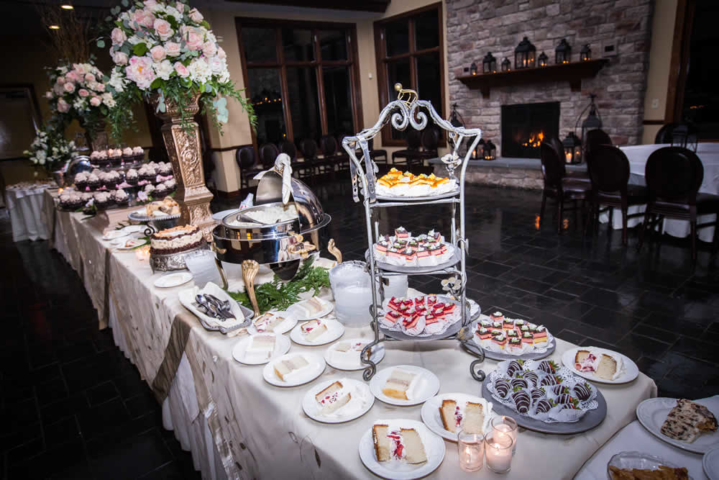 Dessert table with cake and pastries