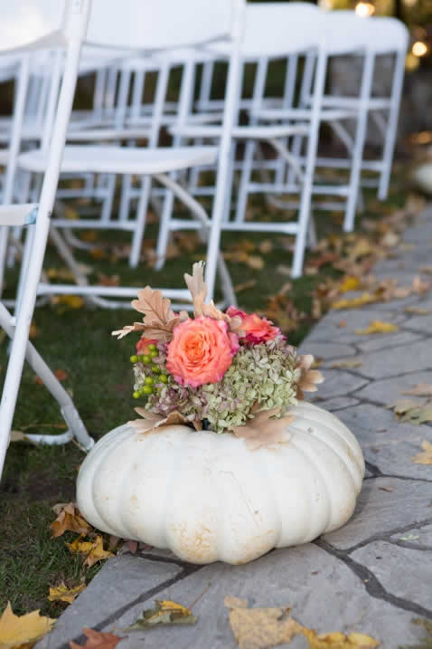 White pumpkin with flowers