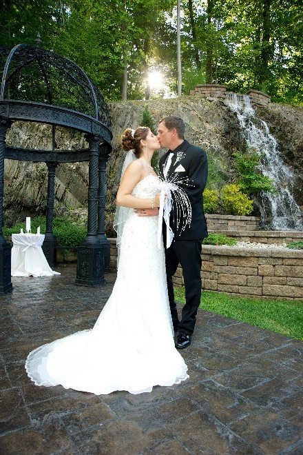 Wedding couple kissing