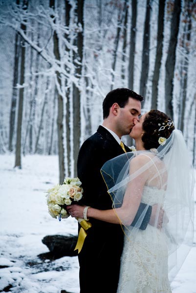 Wedding couple kissing