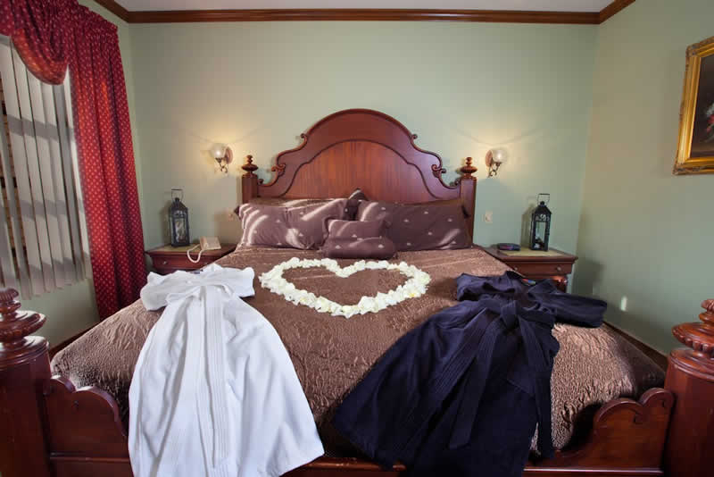 rose heart on bed