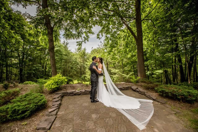 mauro-wedding-ad-formal Wedding couple kissing - outdoor wedding - Pocono wedding
