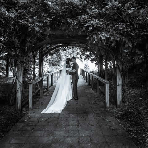 mauro-wedding-ad-trellis Wedding couple kissing - outdoor wedding - Pocono wedding