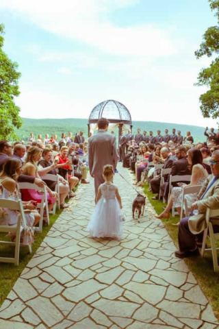 mauro-wedding-ceremony-dog-ring-bearer Flower girl - outdoor wedding - Pocono wedding