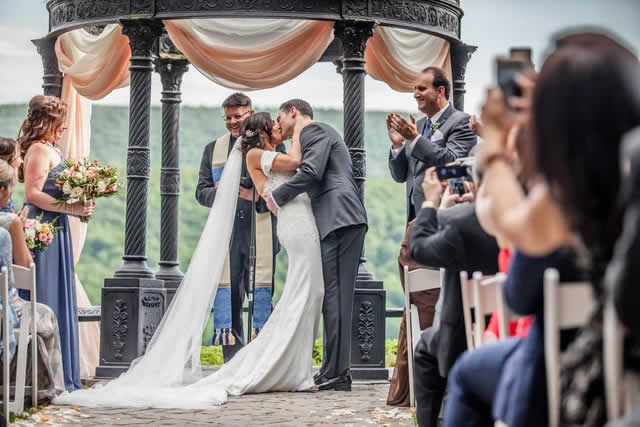 mauro-wedding-kiss-2 Wedding couple kissing - wedding ceremony - outdoor wedding - Pocono wedding