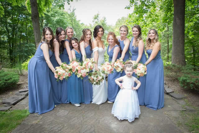 mauro-wedding-maids-and-bouquets Bride and bridesmaids - outdoor wedding - Pocono wedding