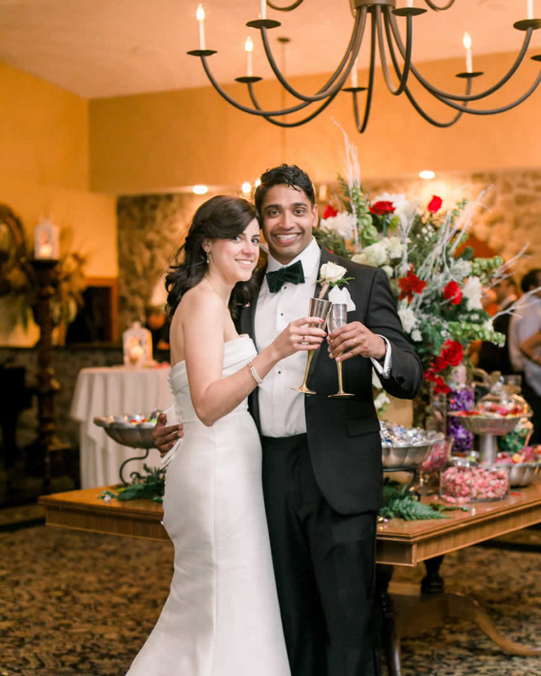 Wedding Couple touch glasses