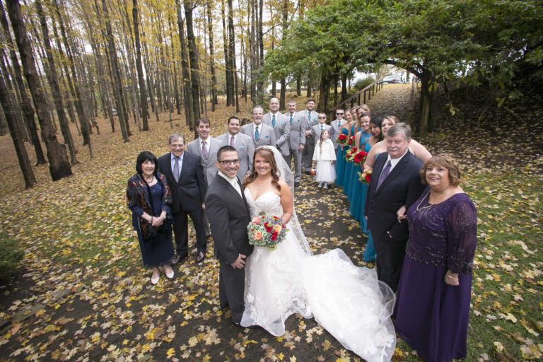 Wedding party outside pocono mountains lawnhaven